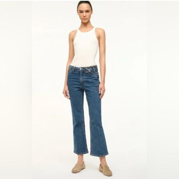 STAUD Denim - Wrangler x Staud Cropped Flare Jeans Indigo NWT